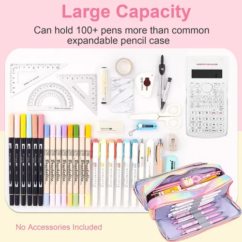 Vista 4 de Estuche grande para lápices, gran capacidad, estuche organizador de lápices de arco iris, bonita caja de lápices, bolsa para bolígrafos