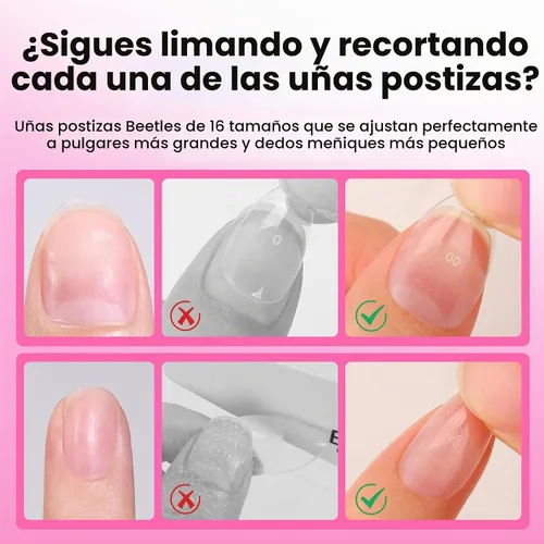 Vista 3 de Beetles Gel Polish Puntas de uñas de gel Flat-X - Almendra mediana, 320 piezas 16 tamaños, puntas de uñas postizas de acrílico suave con media mate