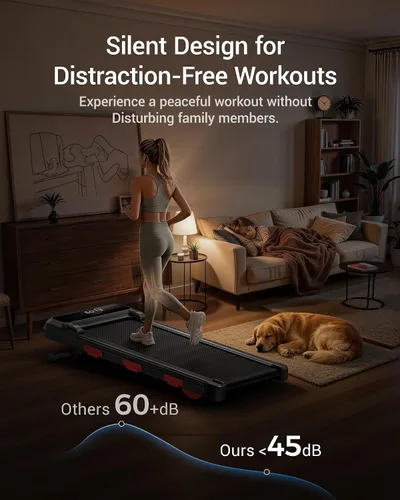 Vista 5 de LONTEK 15% Auto Incline Walking Pad Under Desk, Compact Treadmills for Home
