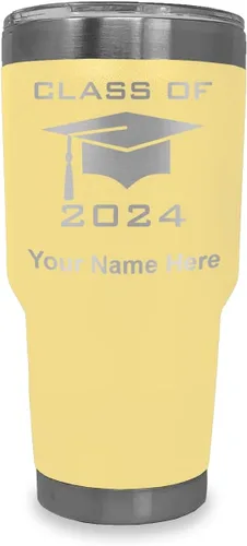 Vista 41 de LaserGram Vaso aislado al vacío de 20 onzas, grado de tapa clase de 2024, 2025, 2026, 2027, 2028, grabado personalizado incluido (negro)