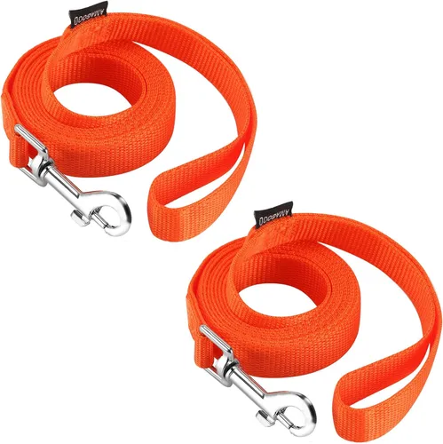 Vista 39 de AMAGOOD 6 pies de correas para cachorros/perros, correa de estilo tradicional resistente con gancho de cuello fácil de usar, correa para perros Negro