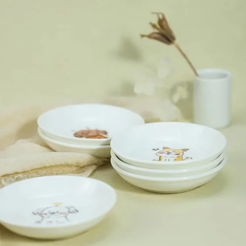 Vista 5 de Divertidos platos de cerámica con diseño de perros lindos de caricaturas, platos de condimentos, cuencos de salsa de soja para sushi, platos