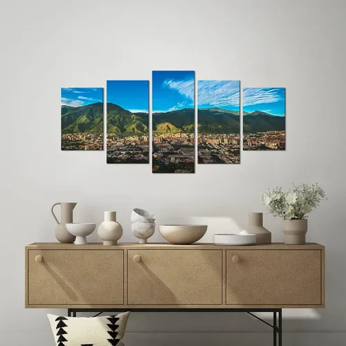Vista 6 de HPUXSYIO Art - Póster artístico de pared de 5 piezas, arte de paisaje, Parque Nacional El Ávila, pintura en lienzo, póster de arte de pared