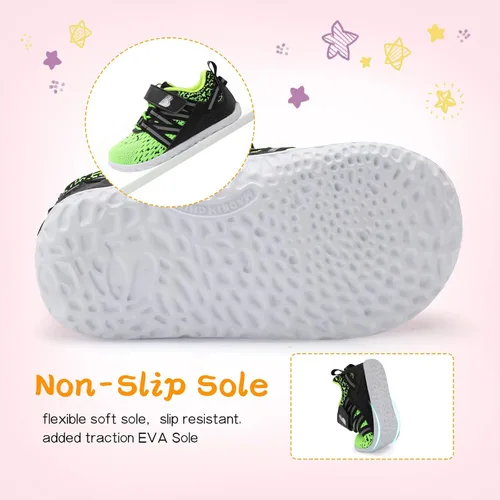 Vista 5 de BARERUN Zapatos deportivos para bebés y niños pequeños, suela antideslizante suave, para recién nacidos, primeros pasos, transpirables, atléticos