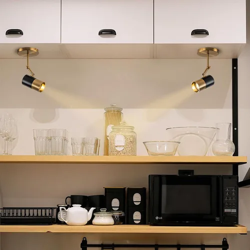 Vista 8 de Foco de Techo Moderno, Luces Spot GU10 para Interiores con Pivote de 350°, Paquete de 2 Focos Direccionales Ajustables para Interiores, Luz de Negro