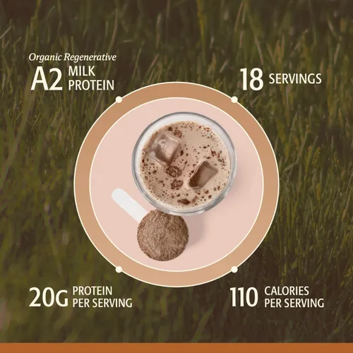 Vista 4 de Proteína de suero en polvo para mujer, chocolate, suero regenerativo A2 alimentado con pasto con SRI-81™ Shatavari orgánico, KSM-66 Ashwagandha®