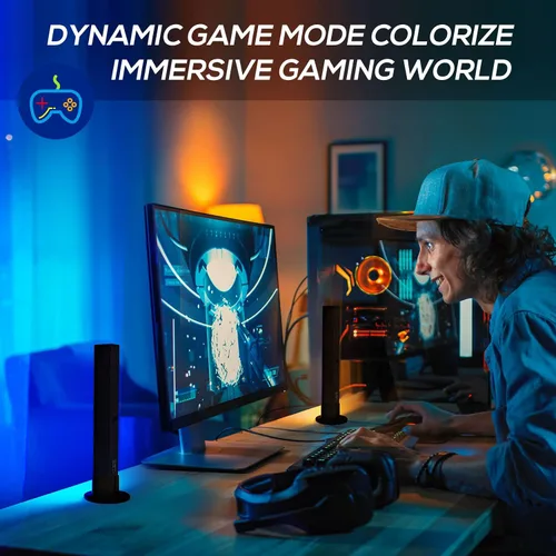 Vista 3 de GOOZY 2 barras de luz RGB inteligentes lámpara LED con múltiples efectos de iluminación y modos de música para juegos luz de estado de ánimo PC