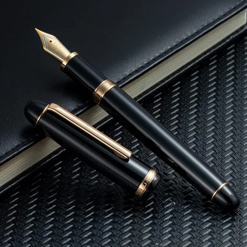 Vista 7 de Jinhao X350 - Pluma estilográfica mediana con convertidor, color negro con clip dorado