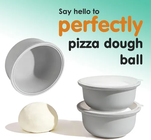 Vista 7 de 3 recipientes apilables de silicona para prueba de masa de pizza con tapas, caja a prueba de masa de pizza de 23.7 fl oz para la cocina del hogar