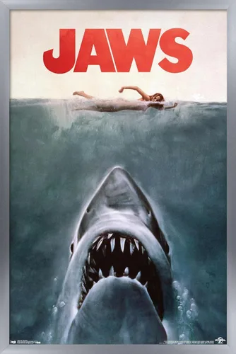 Vista 12 de Trends International Jaws - Póster de pared de una hoja, 14.725 x 22.375 pulgadas, versión con marco de madera tipo granero
