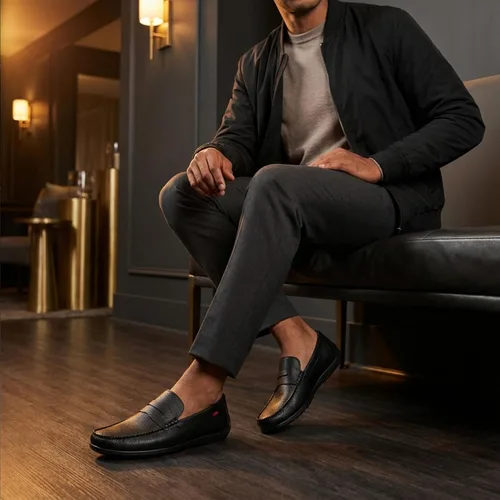 Vista 2 de Marc Joseph New York Mocasines Penny casuales sin cordones para hombre Negro