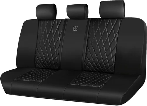Vista 15 de Car Pass - Juego completo de fundas de asiento de lujo con ribete de cuero sintético, cubiertas de asiento automotrices antideslizantes impermeables
