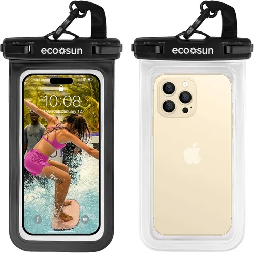 Vista 7 de Eco Sun Paquete de 2 bolsas impermeables para teléfono, funda impermeable Negro/Azul