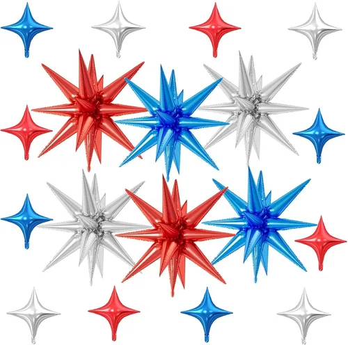 Vista 19 de 18 globos de estrella rosa, globo rosa bebé con 6 globos de estrella en explosión de 22 pulgadas, 12 globos de aluminio de cuatro estrellas