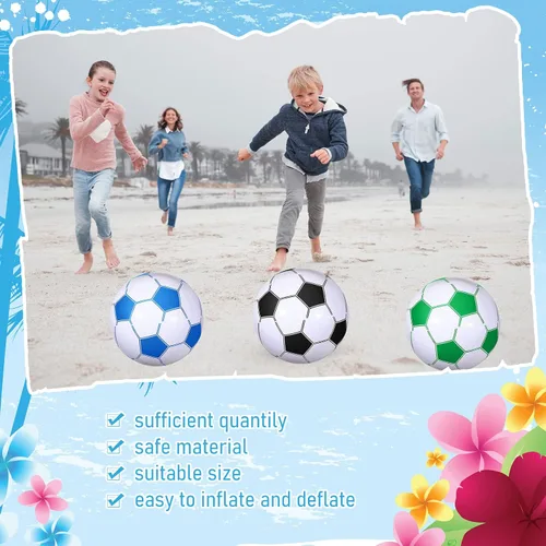 Vista 6 de Chivao Pelotas inflables de playa de fútbol de 16 pulgadas, bolas de playa a granel para fiestas de fútbol, juegos de piscina de verano