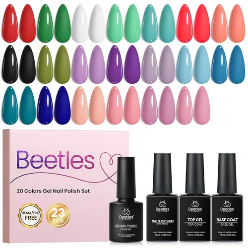 Vista 9 de Beetles - Kit de esmalte de uñas de gel con luz UV, 20 colores, juego de 31