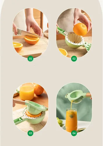 Vista 6 de Exprimidor de cítricos, Exprimidor manual de metal Exprimidor de limón con mango de madera, Exprimidor de cítricos de mano Herramienta de cocina