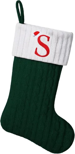 Vista 46 de Medias de Navidad personalizadas de 19 pulgadas con iniciales bordadas, medias de Navidad de punto negro para decoraciones de vacaciones familiares