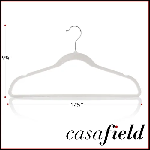 Vista 5 de Casafield 100 perchas de terciopelo marfil para trajes, ahorro de espacio, antideslizante y gancho giratorio para ropa, abrigos, pantalones