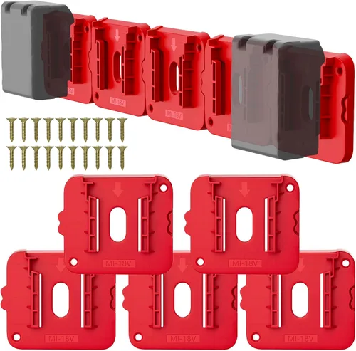 Vista 15 de Soporte de batería compatible con batería Milwaukee de 18 V, almacenamiento de baterías de montaje en pared para furgoneta de trabajo, estante, caja