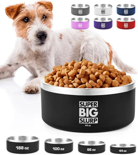 Vista 15 de Tuff Pupper Tazón Aislado de Servicio Pesado para Perros Plato de Comida para Perros de Acero Inoxidable de Doble Pared Tazón Antideslizante a