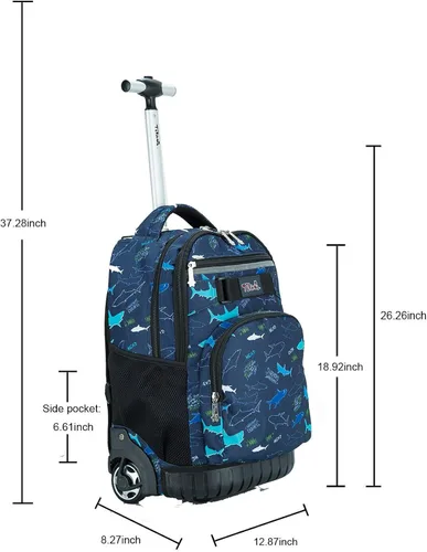 Vista 7 de Mochila escolar con ruedas Tilami de 18 pulgadas multifuncional, para niños y estudiantes