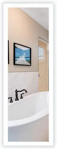 Vista 13 de Mirrors & Marble Espejo de tocador LED rectangular (48 x 32 pulgadas), vidrio antivaho moderno iluminado lateral para baño, dormitorio y montaje