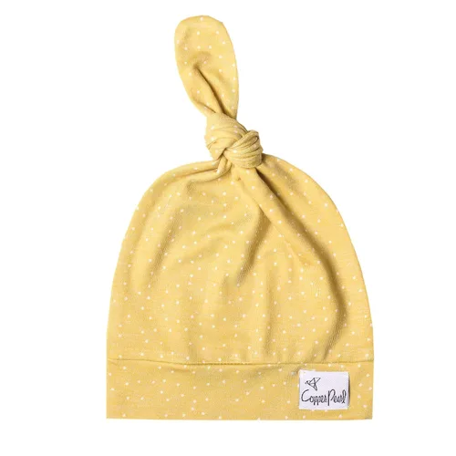 Vista 22 de Copper Pearl Gorro de bebé con nudo superior elástico suave Alta