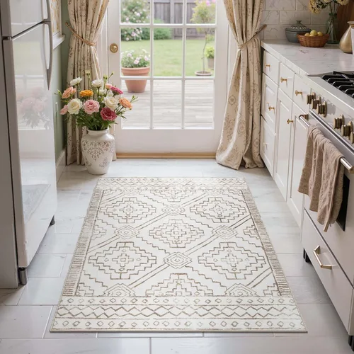Vista 249 de jinchan Alfombra marroquí de pasillo 2x6 - Alfombra de pasillo lavable a máquina para cocina, alfombra moderna geométrica suave de pelo bajo