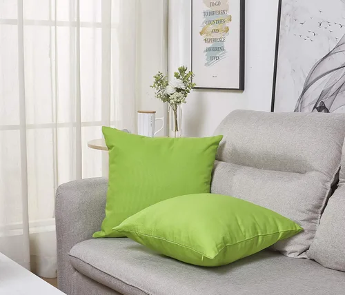 Vista 4 de TangDepot - Funda de almohada decorativa de algodón sólido, 12 x 12 pulgadas, verde manzana