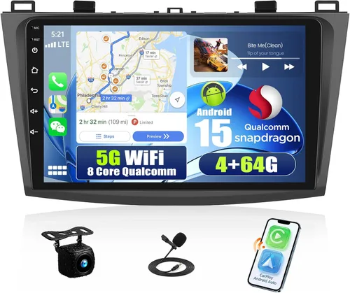 Vista 11 de Radio estéreo de coche para Mazda 3 2009 2010 2011 2012 2013, Android 15 2G+64G Carplay inalámbrico Android Auto, 9 pulgadas pantalla táctil coche