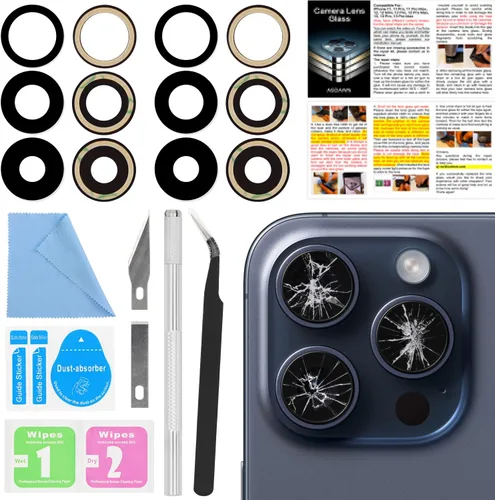 Vista 11 de 2PCS ASDAWN Reemplazo de Cristal de Lente de Cámara Trasera para iPhone 11 Pro y 11 Pro Max Reemplazo de Lente de Cámara con Adhesivo Preinstalado +