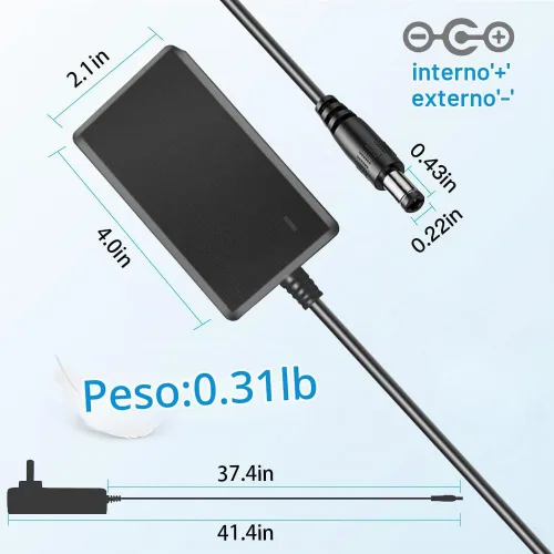 Vista 2 de Adaptador de fuente de alimentación de 12V 2.5A DC 100V-240V AC a DC 12Volt 2.5Amp Transformador de pared con conectores de enchufe de 0.217 in x