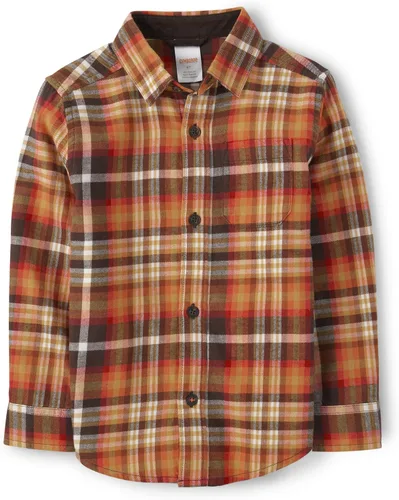 Vista 20 de Gymboree Camisa de manga larga con botones para niños y niños pequeños Rojo