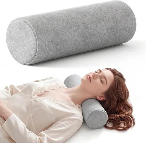 Vista 16 de Almohada Cervical de Rollo, Almohadas de Soporte Cervical de Espuma Viscoelástica, Almohadas de Cuello Redondas, Almohadas Cilíndricas de Refuerzo
