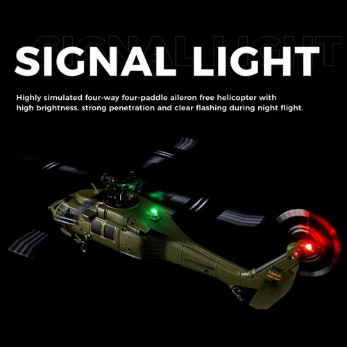 Vista 5 de Helicóptero RC para adultos, K170 UH-60L 170 Tamaño 2.4G 4CH 6-Axis Gyro Flybarless Helicóptero RC con altitud flotante, acelerador de mano