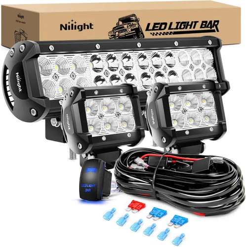 Vista 10 de Nilight, barra de luz LED de 12 pulgadas, 72 W, combo de luz concentrada y proyectante, soporte de montaje para barra horizontal, abrazadera de tubo