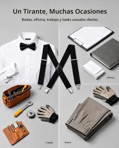 Vista 6 de Fasker Tirantes ajustables y resistentes para hombre Negro