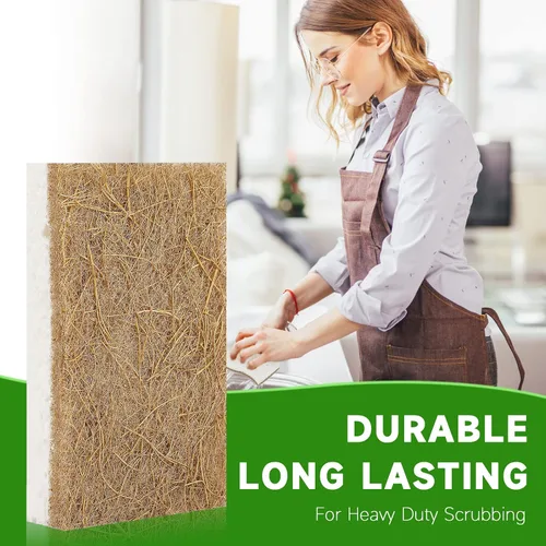 Vista 6 de Paquete de 10 esponjas naturales biodegradables para cocina, esponja compostable de celulosa y nuez de coco, esponjas ecológicas para platos