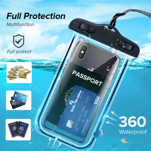 Vista 3 de Baiao Bolsa impermeable para teléfono, funda impermeable de 8.3 pulgadas para iPhone 16, 15, 14, 13 Pro Max, IPX8, bolsa seca para teléfono celular