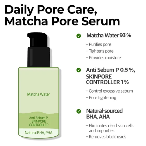 Vista 4 de SOME BY MI Super Matcha - Suero para apretar poros, 1.69 onzas, 1.7 fl oz, hecho de agua de fósforo para pieles sensibles, efecto hidratante