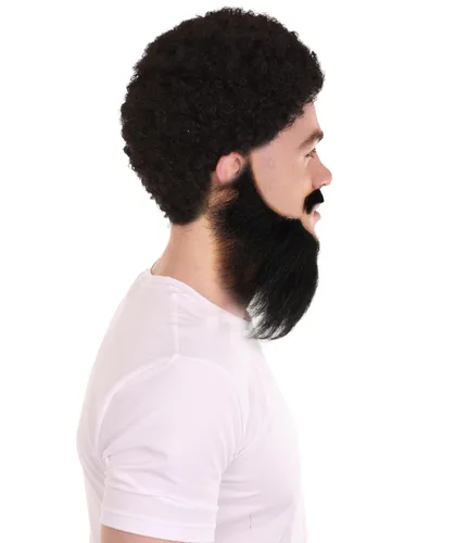 Vista 4 de HPO Pelo sintético para hombre, barba larga, cosplay, pelo facial