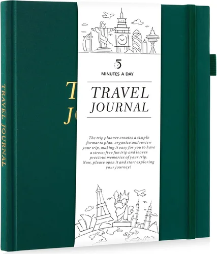 Vista 8 de 5 MINUTES A DAY Diario de Viaje para Mujeres, Libro de Aventuras para 20 Viajes, Cuaderno Planificador de Viajes para Viajeras, Planificador de Beige