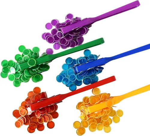 Vista 5 de Yuanhe Juego de fichas de bingo magnéticas, varitas magnéticas de 5 colores con 500 fichas de metal para contar y clasificar, actividades educativas
