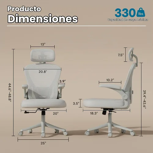 Vista 2 de SeekFancy Silla de oficina ergonómica M903, silla de escritorio para computadora con ruedas, silla de oficina de malla con respaldo alto con soporte