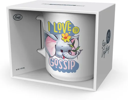 Vista 2 de Genuine Fred Taza de cerámica con texto en inglés "Say Anything", con texto en inglés "I LOVE GOSSIP", apta para lavavajillas