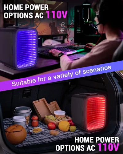 Vista 5 de FANSEXPERT Mini nevera, refrigerador pequeño de 4 litros/6 latas con luz LED regulable, mini enfriador y calentador portátil de CA/CC, refrigerador