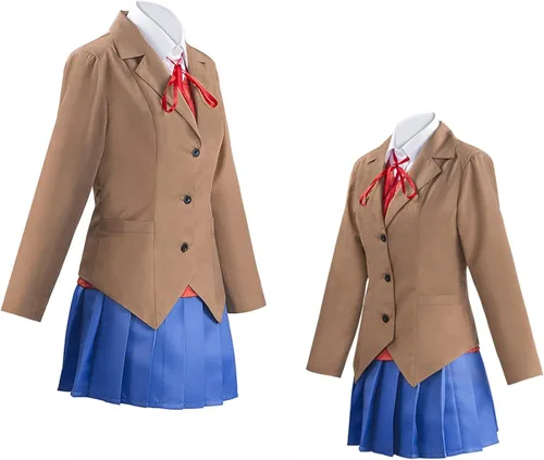 Vista 4 de Monika Sayori Yuri - Disfraz de uniforme para cosplay, conjunto completo de vestido de Halloween para niñas