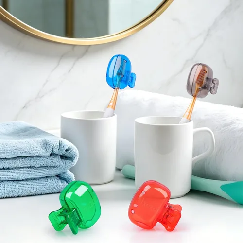 Vista 8 de Hxezoc Paquete de 4 fundas para cabeza de cepillo de dientes de viaje, protector de cepillo de dientes, tapa de pod de cepillo, clip de plástico