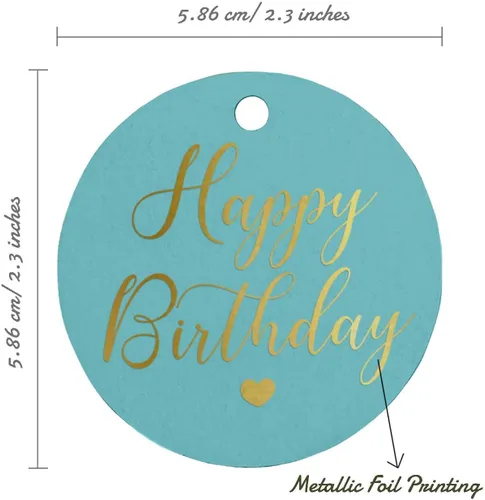 Vista 6 de Etiqueta de papel para colgar con texto en inglés «Happy Birthday» (50 unidades)